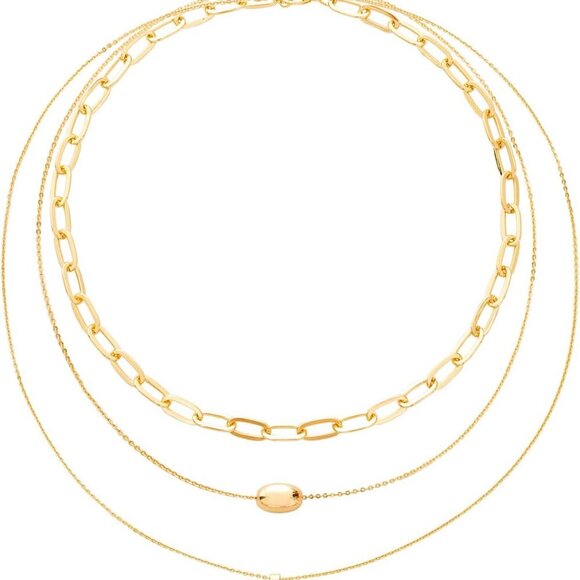 Link Layered Necklace Gold Layering Paperclip Chain Choker for Women - Picture 1 of 5